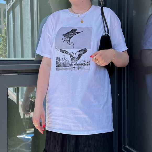 Original Crane Design Printed T-Shirt - Picture 3 of 3